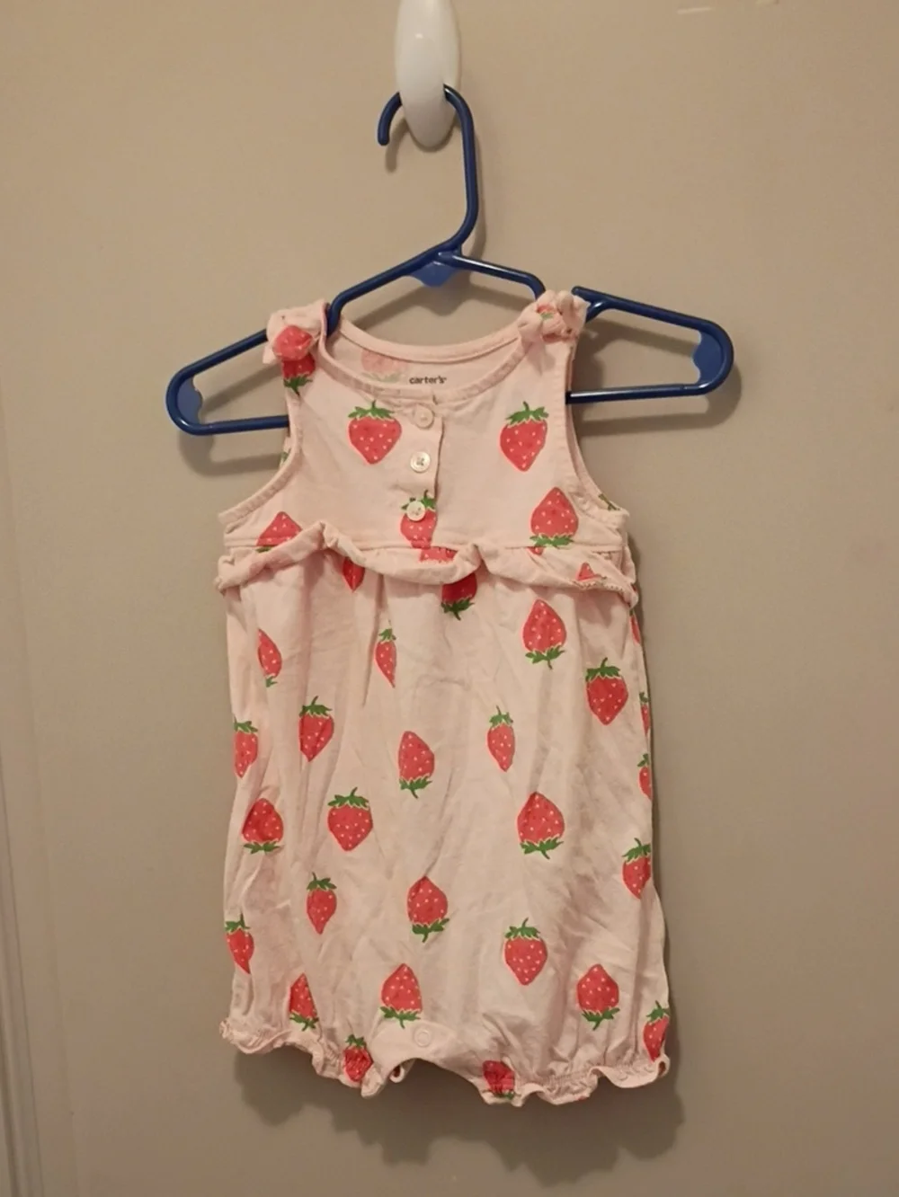 Carter's Pink Strawberry Print Baby Girl Romper